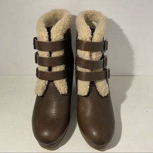 See By Chloe Brown Heeled Boots with Cream Accents